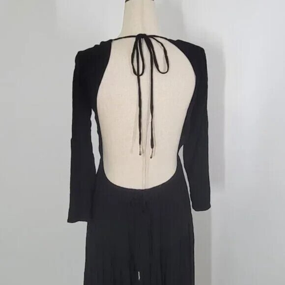 FREE PEOPLE Sea Me Maxi Dress Black Scoop Neck Open Back Sz XS  NEW - Picture 7 of 11